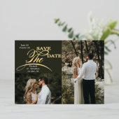 Typografie 2 Foto slaat de datum op Folie Uitnodiging (Staand Voorkant)