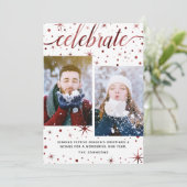 Typografie 2-foto van CELEBRATE Seizoenen Feestdagenkaart (Staand voorkant)