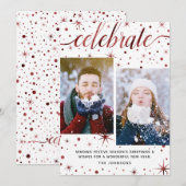 Typografie 2-foto van CELEBRATE Seizoenen Feestdagenkaart (Voorkant / Achterkant)