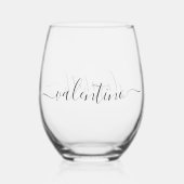 Typografie 2 Namen van Newly Wed Wijnglas Zonder Voet (Achterkant)