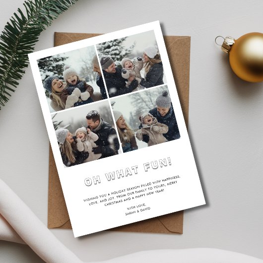 Typografie 3D Oh Wat Leuk Kerstgezin Baby Feestdagenkaart