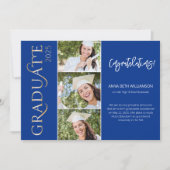 Typografie 4 Foto Navy en Goud Afstuderen Aankondiging (Voorkant)