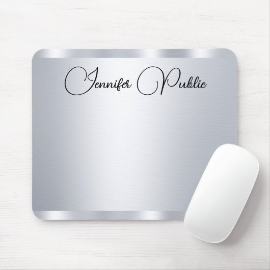 Typografie Aangepast script Silver Metallic look Muismat (Met muis)