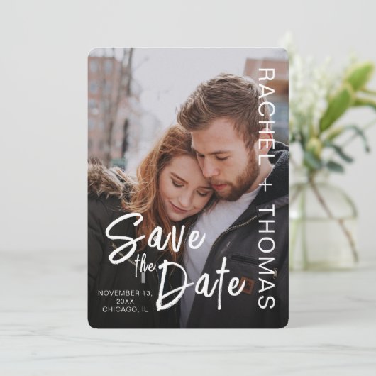 Typografie Aangepaste foto Weddenschap Save the Da Save The Date (Staand voorkant)