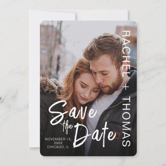 Typografie Aangepaste foto Weddenschap Save the Da Save The Date (Voorkant)