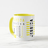 Typografie Aangepaste Herhalende Naam & Monogram Mok (Voorkant links)