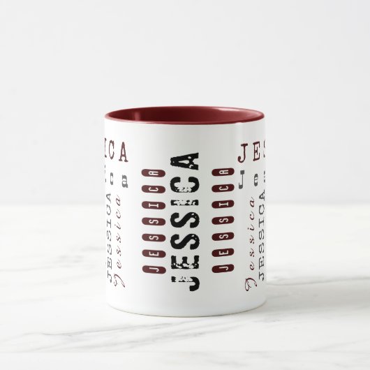 Typografie Aangepaste Herhalende Naam & Monogram Mok (Midden)