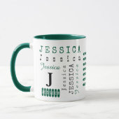 Typografie Aangepaste Herhalende Naam & Monogram Mok (Links)