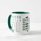 Typografie Aangepaste Herhalende Naam & Monogram Mok (Voorkant links)