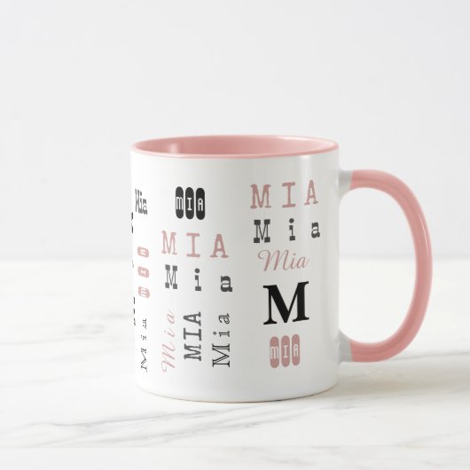 Typografie Aangepaste Herhalende Naam & Monogram Mok (Rechts)