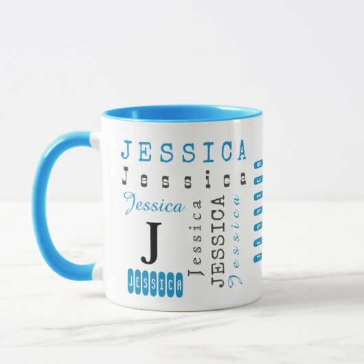 Typografie Aangepaste Herhalende Naam & Monogram Mok (Links)