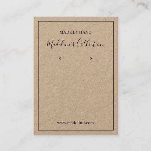 Typografie Aangepaste Sieraden Oorbellen Displayka Visitekaartje (Voorkant)
