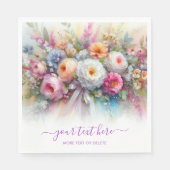 Typografie Aangepaste Tekst Aquarel Bloem Lunch Servet (Voorkant)