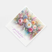 Typografie Aangepaste Tekst Aquarel Bloem Lunch Servet (Hoek)