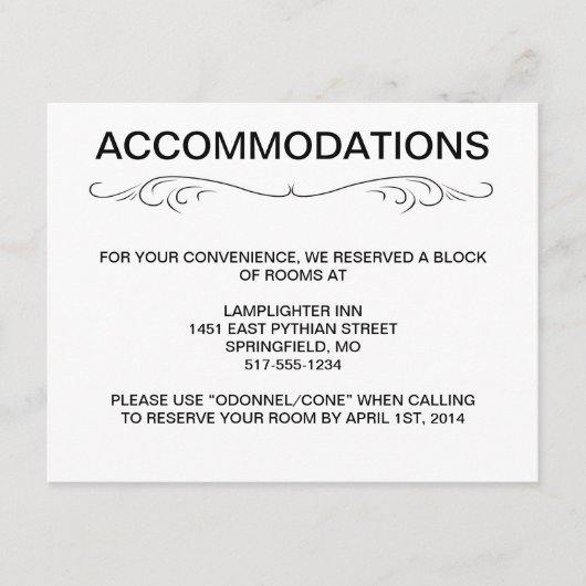 TYPOGRAFIE ACCOMMODATIONS/DIRECTIONS-KAART INFORMATIEKAARTJE (Voorkant)