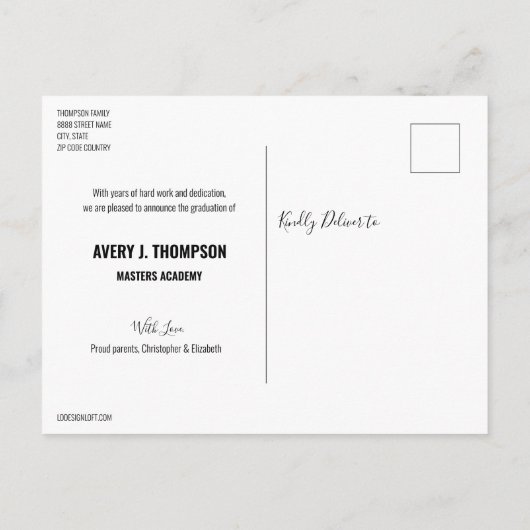 Typografie Afstudeerklas 2021 Persoonlijk Aankondigingskaart (Achterkant)