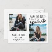 Typografie Afstuderen | Bewaar de datum Moderne fo Aankondigingskaart (Voorkant / Achterkant)