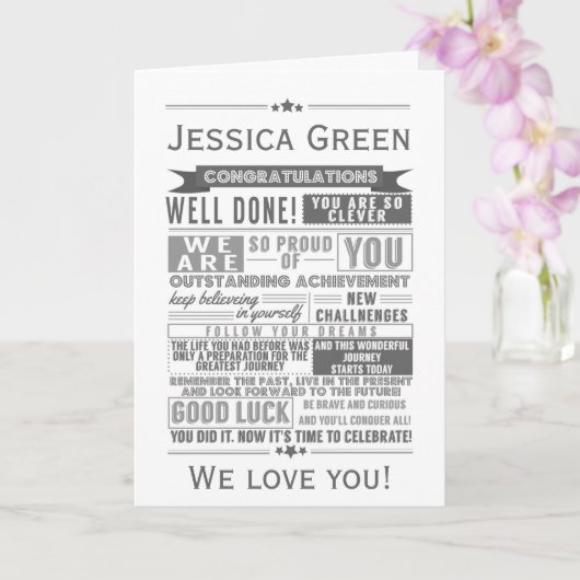 typografie afstuderen card university college afst kaart (Orchidee)