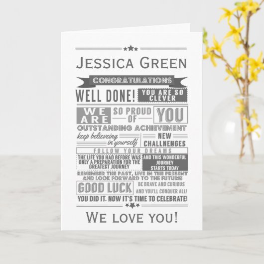 typografie afstuderen card university college afst kaart (Gele Bloem)