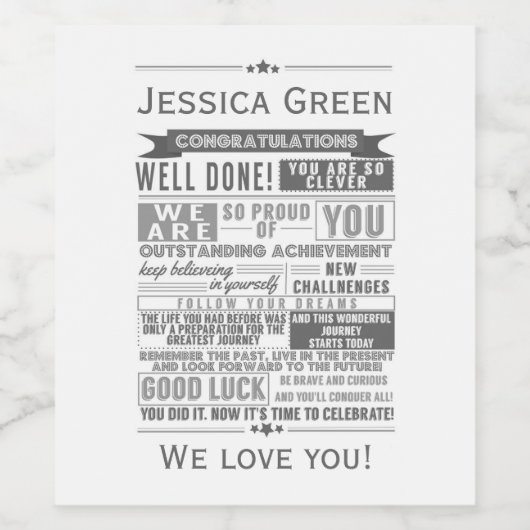 typografie afstuderen card university college afst wijn etiket (Enkel label)