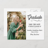 Typografie Afstuderen Modern | De datumfoto opslaa Aankondigingskaart (Voorkant / Achterkant)