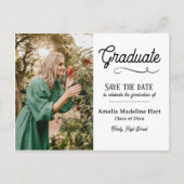 Typografie Afstuderen Modern | De datumfoto opslaa Aankondigingskaart (Voorkant)