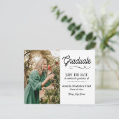 Typografie Afstuderen Modern | De datumfoto opslaa Aankondigingskaart (Staand voorkant)