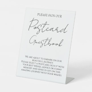 Typografie ansichtkaart gastboek trouwbord reclamebord met voetstuk