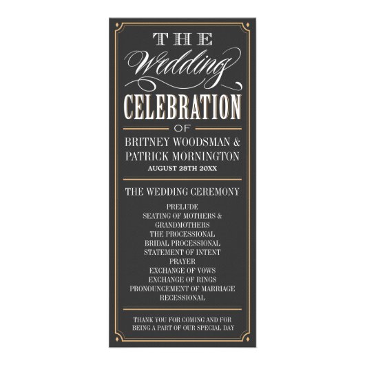 Typografie Art Deco Wedding Programma's (Voorkant)