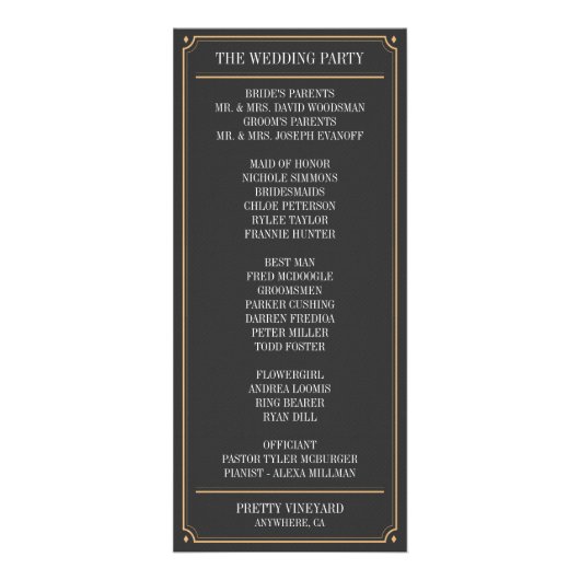 Typografie Art Deco Wedding Programma's (Achterkant)