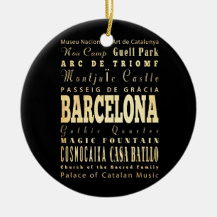 Typografie Art uit Barcelona City Keramisch Ornament