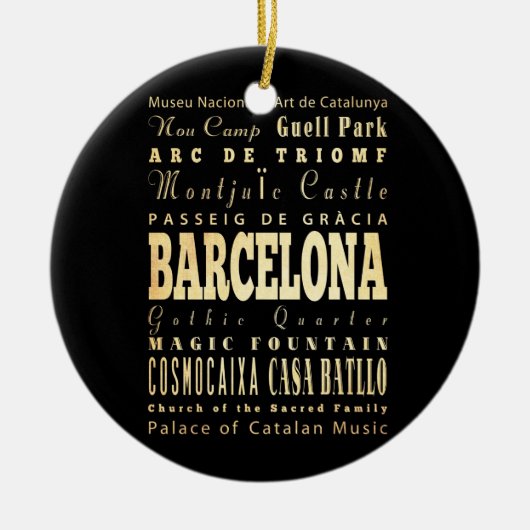 Typografie Art uit Barcelona City Keramisch Ornament (Voorkant)