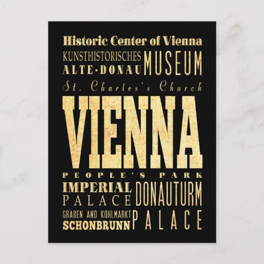 Typografie Art uit de stad Wenen Briefkaart (Voorkant)