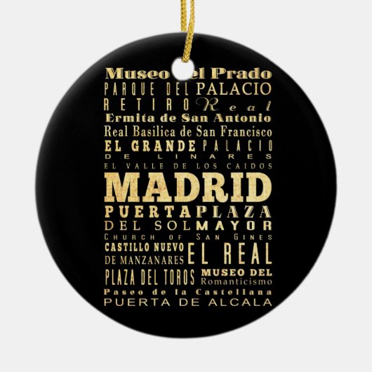 Typografie Art uit Madrid Keramisch Ornament (Voorkant)
