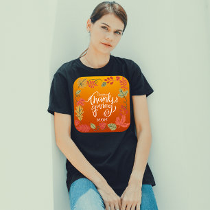 Typografie Autumn Leaves Family Happy Thanksgiving T-shirt