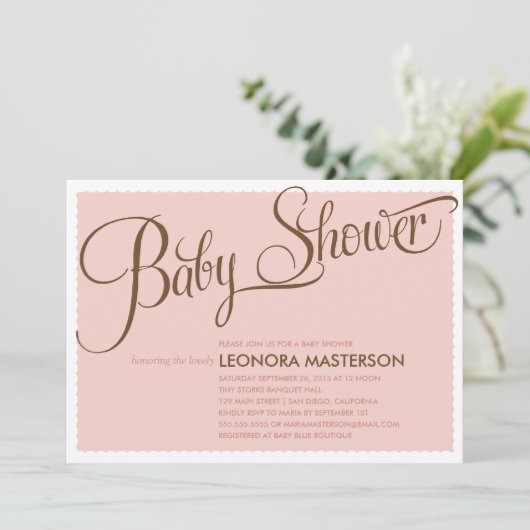 TYPOGRAFIE BABY | BABY SHOWER INVITATIE KAART (Staand voorkant)