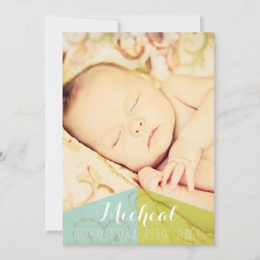 Typografie Baby Boy Birth Announounding Foto Card Aankondiging (Voorkant)