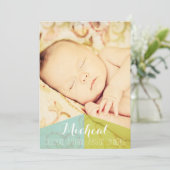 Typografie Baby Boy Birth Announounding Foto Card Aankondiging (Staand voorkant)