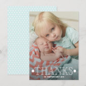 Typografie Baby Dank u foto platte Kaart (Voorkant / Achterkant)