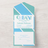 Typografie Baby shower dansende letters Oh Baby All In One Uitnodiging (Binnen)