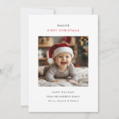 Typografie Baby's eerste kerstfoto Feestdagenkaart (Voorkant)