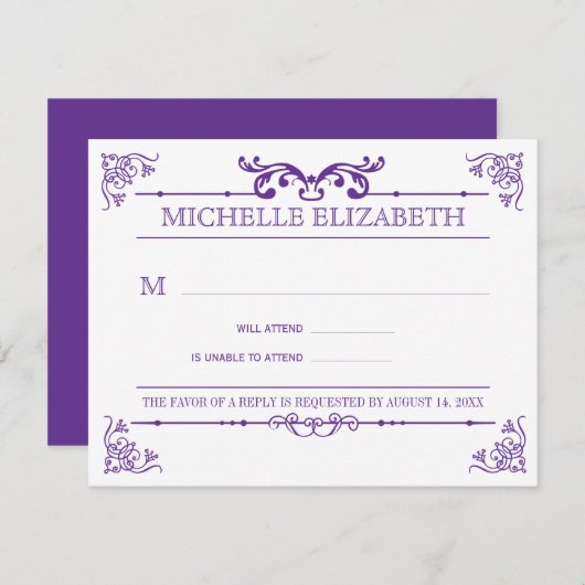  Typografie Bar-Bat Mitzvah Reply RSVP Kaartje (Voorkant / Achterkant)