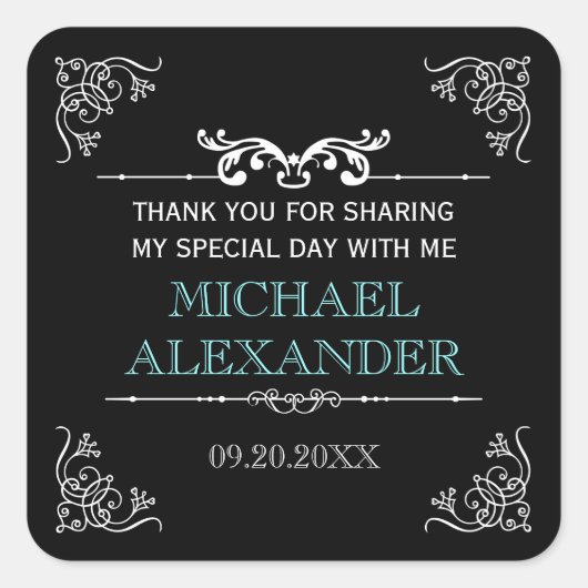 Typografie Bar-Bat Mitzvah Vierkante Sticker (Voorkant)