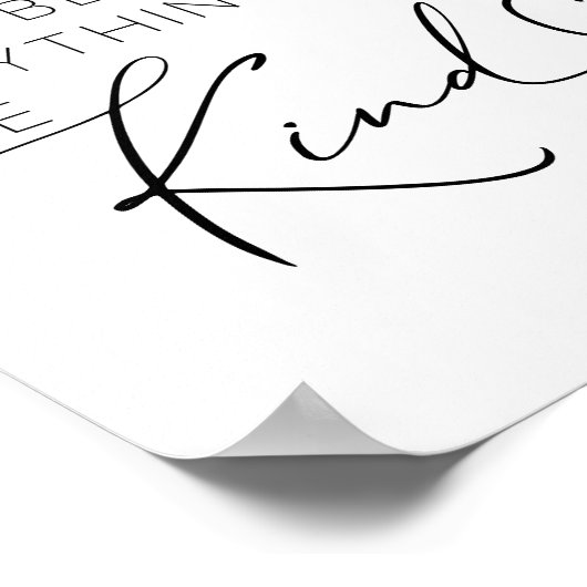 Typografie Be Kind Quote Muurkunst Poster (Hoek)