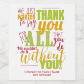 Typografie Bedankt Appreciation Message Wijn Etiket (Enkel label)