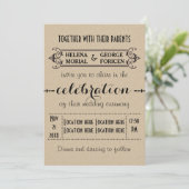  typografie beige ambachtelijke papieren bruiloft kaart (Staand voorkant)
