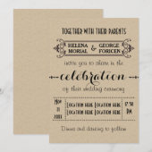  typografie beige ambachtelijke papieren bruiloft kaart (Voorkant / Achterkant)