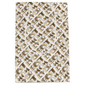Typografie Best mam Ever Pattern Gold and White Medium Cadeauzakje (Voorkant)