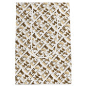 Typografie Best mam Ever Pattern Gold and White Medium Cadeauzakje (Achterkant)