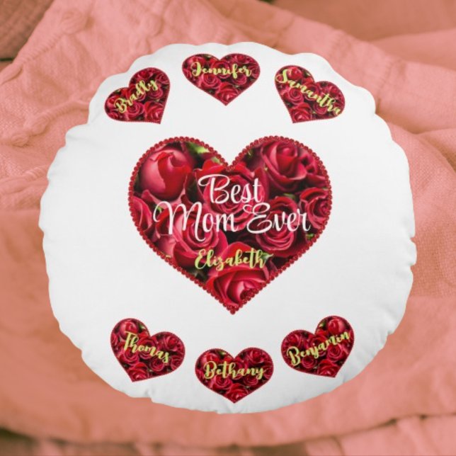 Typografie Beste Mam Ooit Moderne Moederdag Rond Kussen (Creator heeft geüpload)